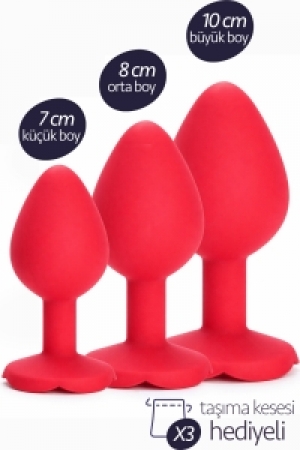 3 Farklı Boy Alıştırıcı Silikon Gül Tasarım Anal Plug Set Genişletici Açıcı Ilişkiye Başlangıç Tıkaç