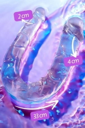 Çift Taraflı Anal ve Vajinal Kullanılabilen 33 cm Çift Başlı Esnek Yumuşak Jel Dokuda Dildo Penis