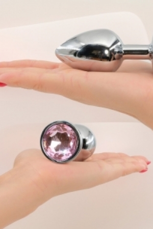 Pembe Mücevher Taşlı Büyük Boy Çelik Anal Plug