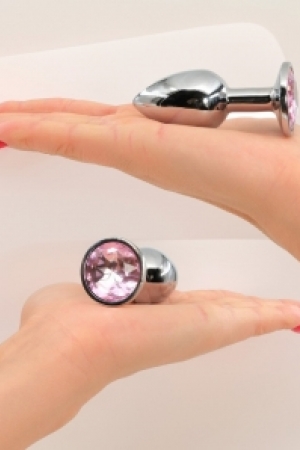 Pembe Mücevher Taşlı Küçük Boy Çelik Anal Plug
