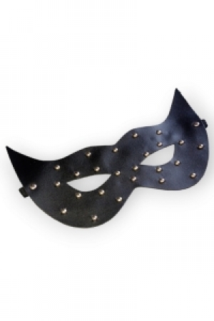 Siyah Rivetli Deri Fetiş Maske