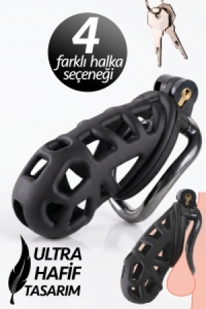 Siyah Sissy Chastity Cage Büyük Boy Male Bekaret Esaret Kafesi
