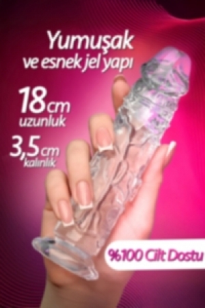 Ultra Yumuşak Şeffaf 18 cm Gerçekçi Penis Realistik Jel Dokuda Yumurtalıksız Anal Vajinal Dildo