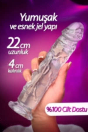 Ultra Yumuşak Şeffaf 22 cm Gerçekçi Büyük Penis Realistik Jel Dokuda Yumurtalıksız Anal Vajinal Dild