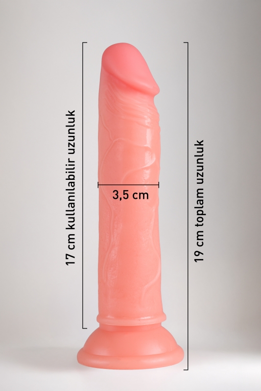 19 cm testissiz realistik silikon dildo