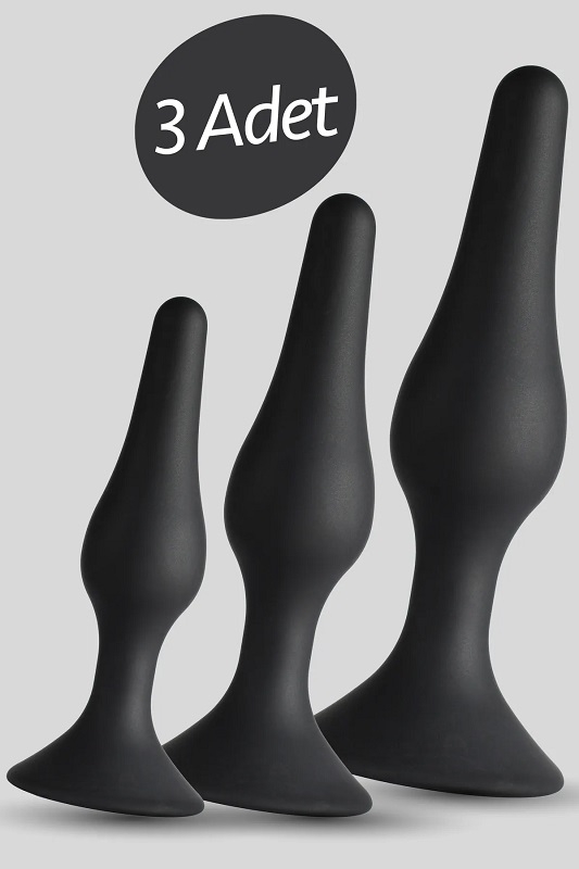 3 adet yüksek kalite silikon anal plug seti