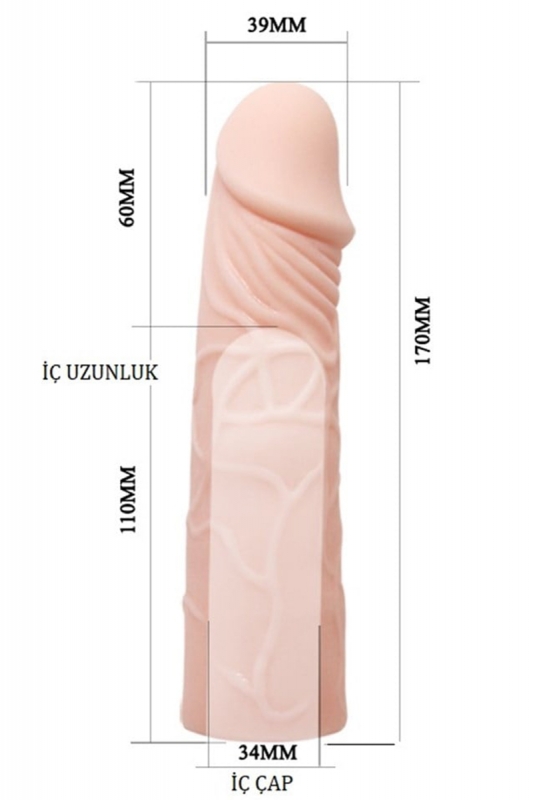 6cm dolgulu damarlı ekstra uzun penis kılıfı