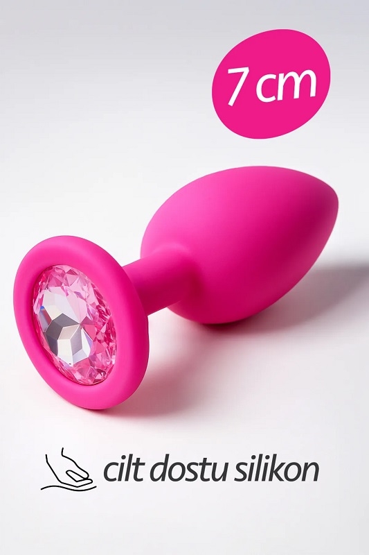 7 cm pembe mücevherli pembe silikon anal plug