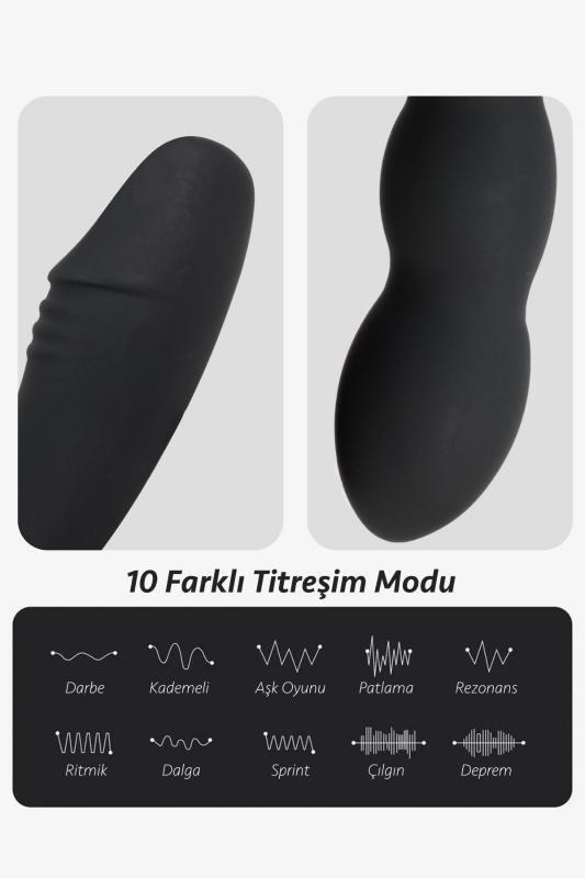?�ift taraflı silikon vibratör kablosuz 10 titreşim modlu titreşimli
