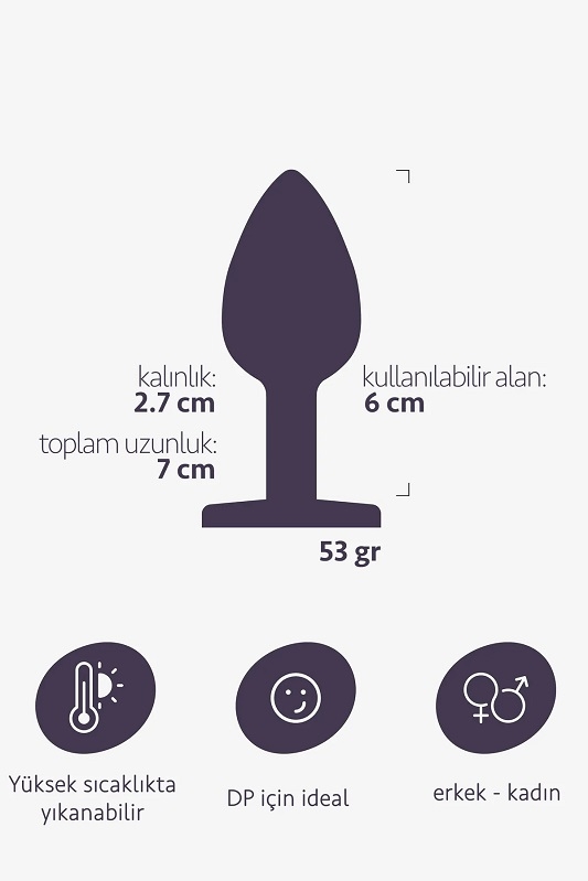 Gökkuşağı renkli küçük boy çelik 7 cm anal plug