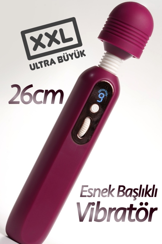Isıtmalı xxl büyük boy güçlü titreşimli wand masaj vibratörü