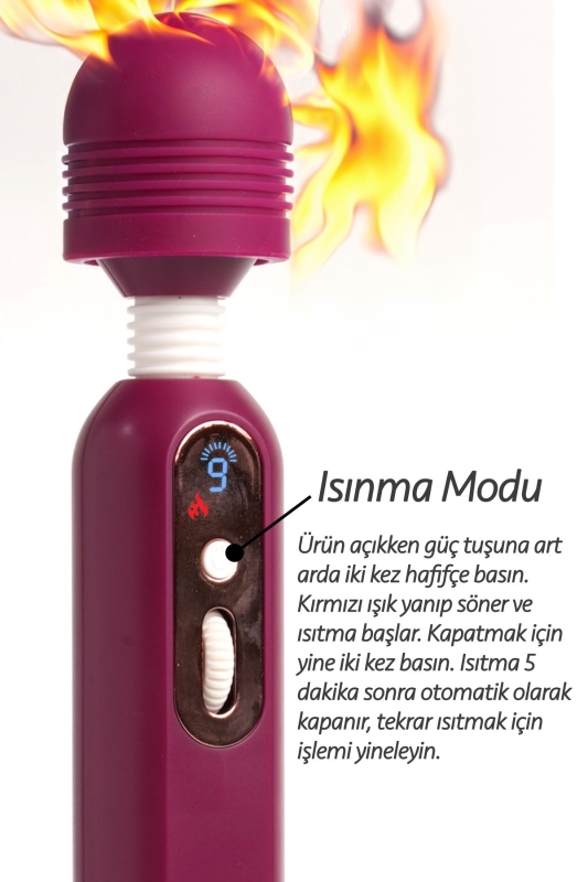 Isıtmalı xxl büyük boy güçlü titreşimli wand masaj vibratörü