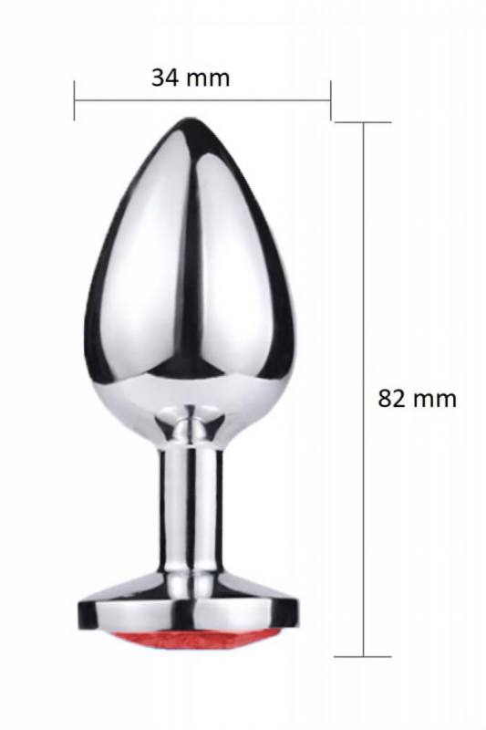 Kırmızı mücevher taşlı orta boy paslanmaz çelik anal plug