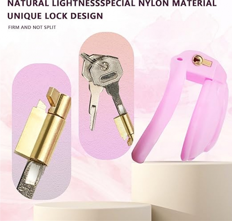 Pembe sissy chastity cage bekaret esaret kafesi fantezi penis kilidi