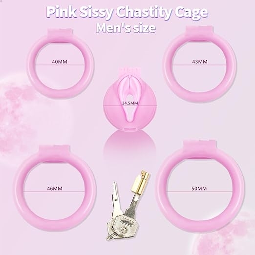 Pembe sissy chastity cage bekaret esaret kafesi fantezi penis kilidi