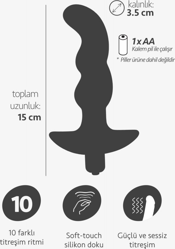 Premium silikon 10 farklı titreşim ritimli prostat vibratörü anal uyarıcı güçlü 