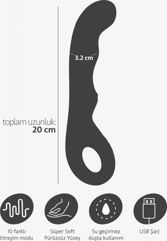 Premium silikon güçlü titreşimli masaj vibratörü soft kadifemsi doku usb şarjlı 