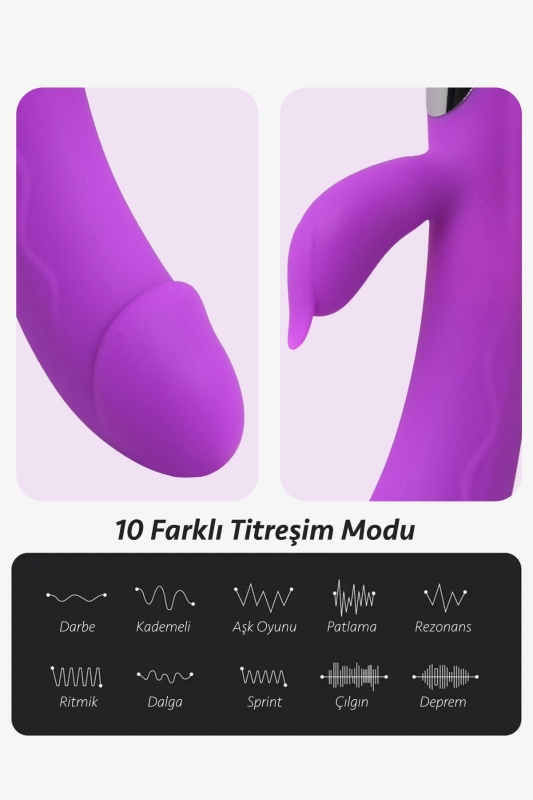 Premium silikon titreşimli tavşan vibratör 10 modlu klitoral ve g nokta uyarıcı