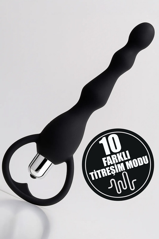 Siyah yüksek kalite silikon 10 farklı mod titreşimli anal vibratör