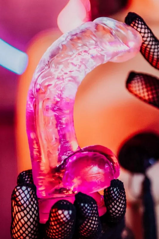 Ultra yumuşak 19 cm gerçekçi penis pembe transparan çift renkli realistik jel an