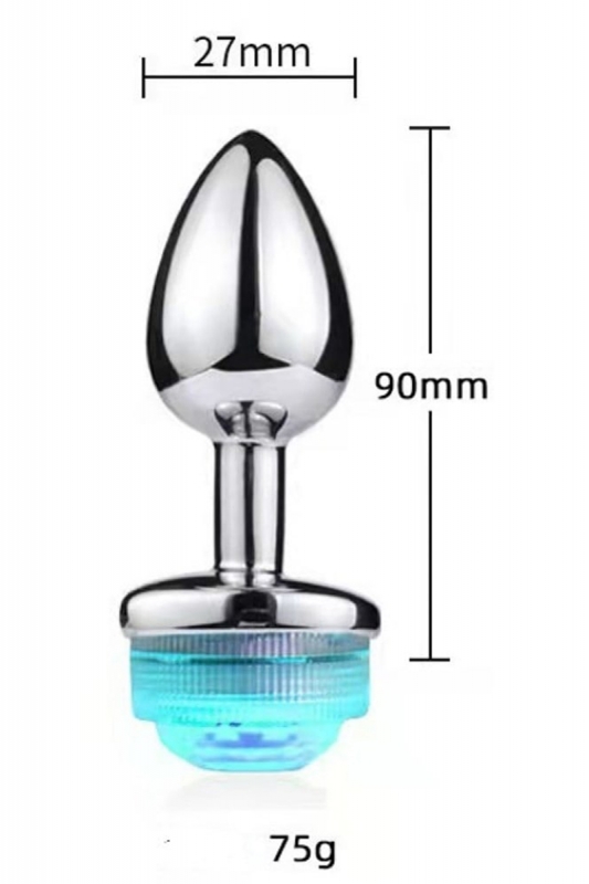 Uzaktan kumandalı led işıklı küçük boy çelik anal plug