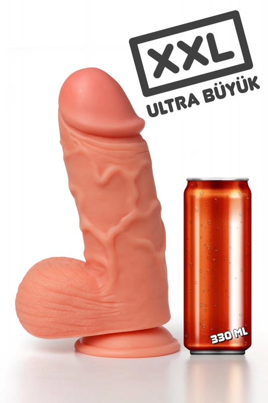 Xxl 23 cm 6,5 cm ekstra kalın ultra gerçekçi damarlı testisli güçlü vantuzlu