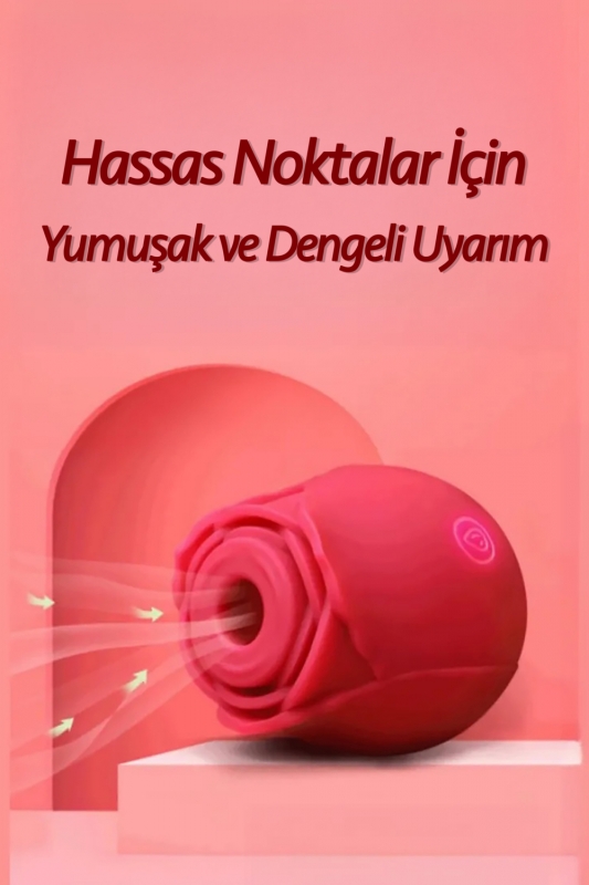 Yüksek kalite silikon klitoris emiş özellikli gül tasarım titreşimli emişli şarj