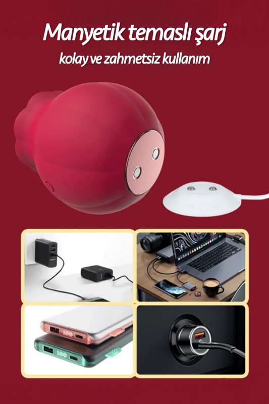 Yüksek kalite silikon klitoris emiş özellikli gül tasarım titreşimli emişli şarj