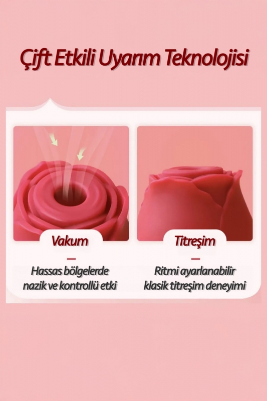 Yüksek kalite silikon klitoris emiş özellikli gül tasarım titreşimli emişli şarj