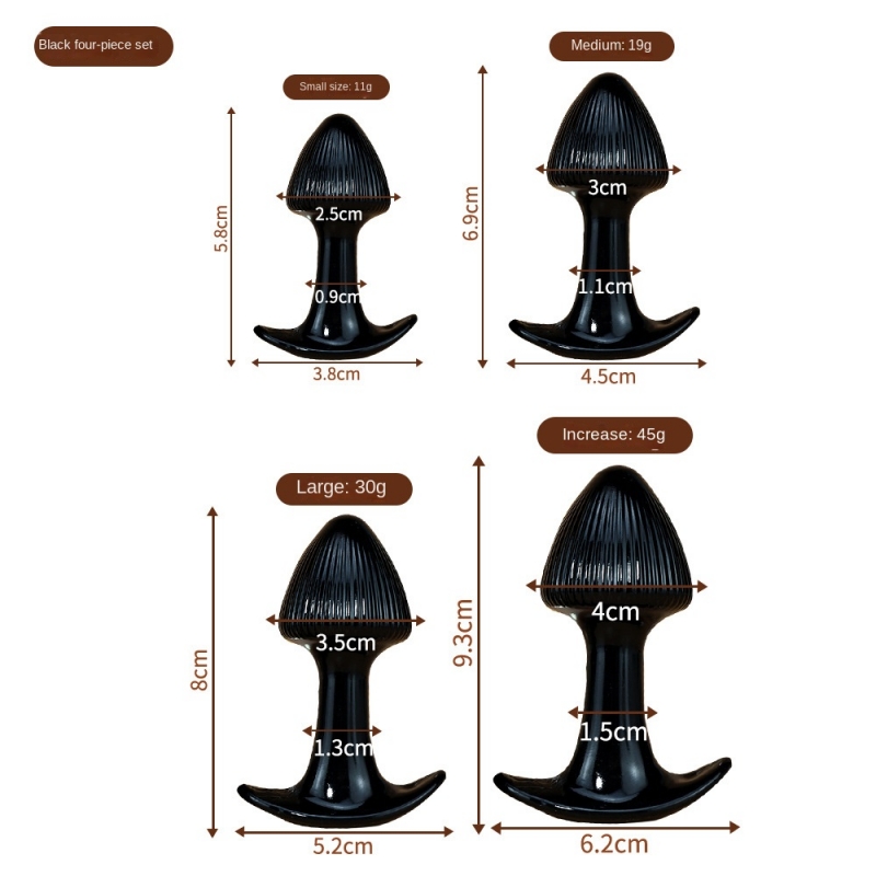Yumuşak jel dokuda 4 parça anal plug seti